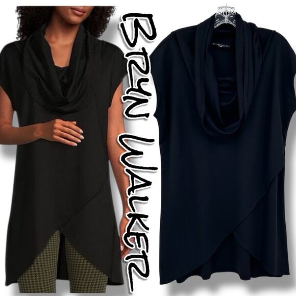 Bryn Walker Lavinia Jersey Ponte Cowl Neck Crossover High-Low Hem Tunic Womens S - Picture 1 of 12